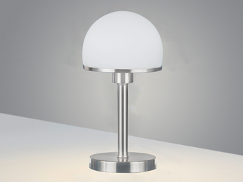 Tischleuchte JOOST II Silber Glasschirm Weiß - Touchfunktion, H. 39cm
