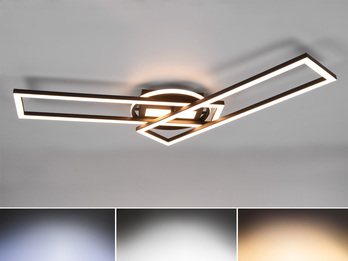 LED Deckenleuchte TWISTER Schwarz dimmbar, Lichtfarbe einstellbar, 90cm lang