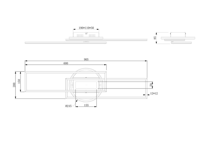 LED Deckenleuchte TWISTER Silber dimmbar, Lichtfarbe einstellbar, 90cm lang