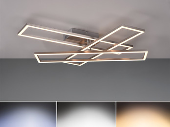 LED Deckenleuchte TWISTER Silber dimmbar, Lichtfarbe einstellbar, 90cm lang
