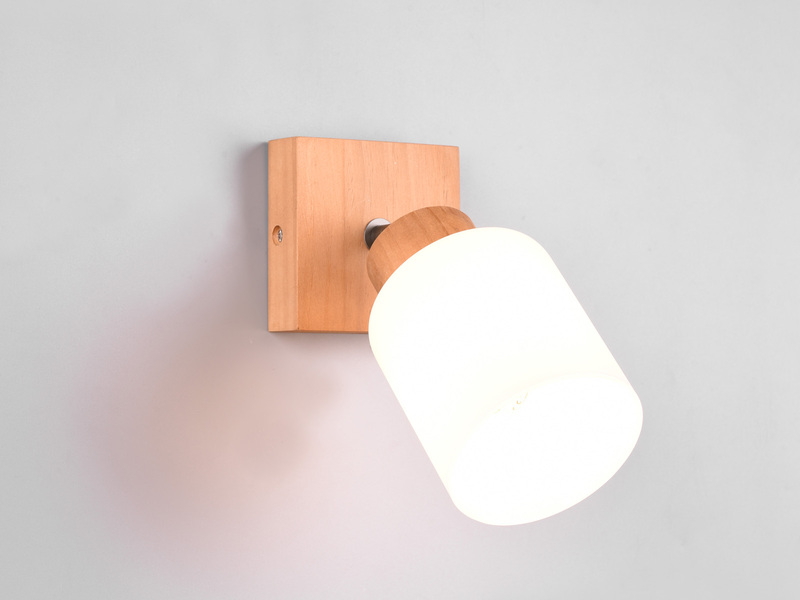 LED Wandstrahler Korpus Holz & Glasschirm Weiß, Breite 10cm