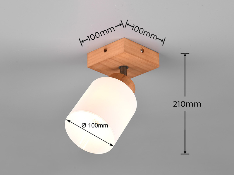 LED Wandstrahler Korpus Holz & Glasschirm Weiß, Breite 10cm