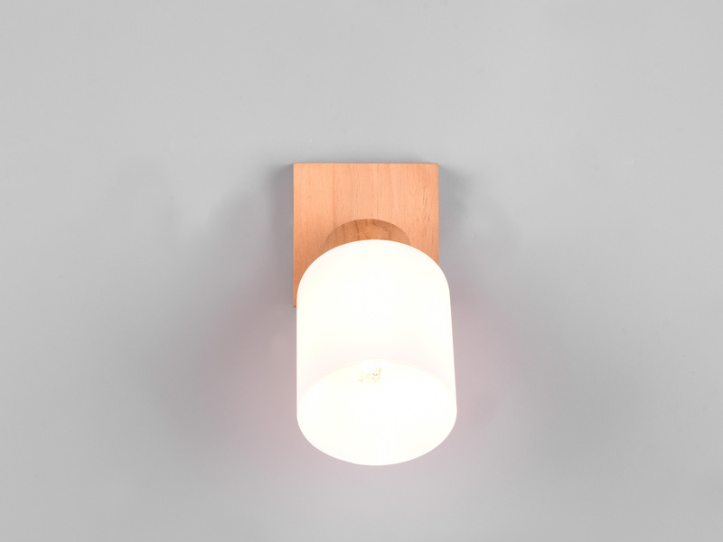 LED Wandstrahler 1 flammig Korpus Holz & Glasschirm Weiß, Ø 10cm