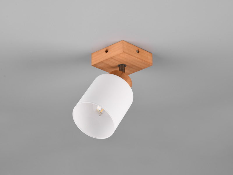 LED Wandstrahler Korpus Holz & Glasschirm Weiß, Breite 10cm