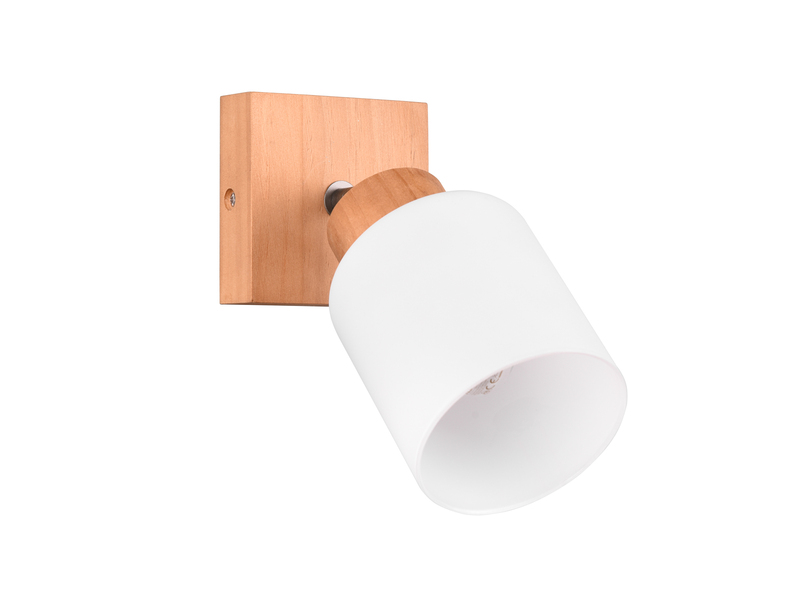 LED Wandstrahler Korpus Holz & Glasschirm Weiß, Breite 10cm