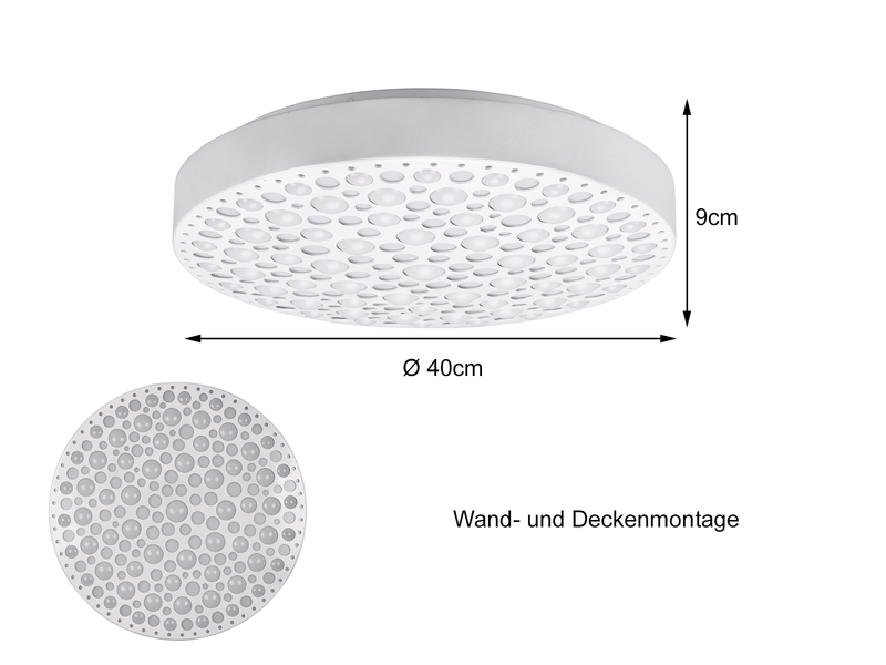 LED Deckenleuchte CHIZU Weiß dimmbar Fernbedienung & Farbwechsler, Ø 40cm