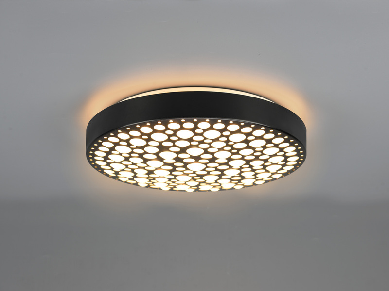 LED Deckenleuchte CHIZU Schwarz dimmbar Fernbedienung & Farbwechsler, Ø 40cm