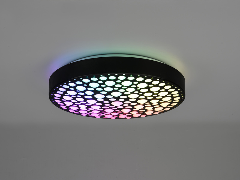 LED Deckenleuchte CHIZU Schwarz dimmbar Fernbedienung & Farbwechsler, Ø 40cm
