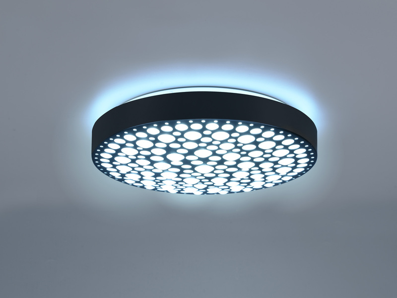 LED Deckenleuchte CHIZU Schwarz dimmbar Fernbedienung & Farbwechsler, Ø 40cm