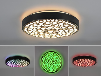 LED Deckenleuchte CHIZU Schwarz Ø40cm dimmbar Fernbedienung & Farbwechsler