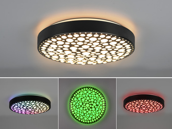 LED Deckenleuchte CHIZU Schwarz dimmbar Fernbedienung & Farbwechsler, Ø 40cm