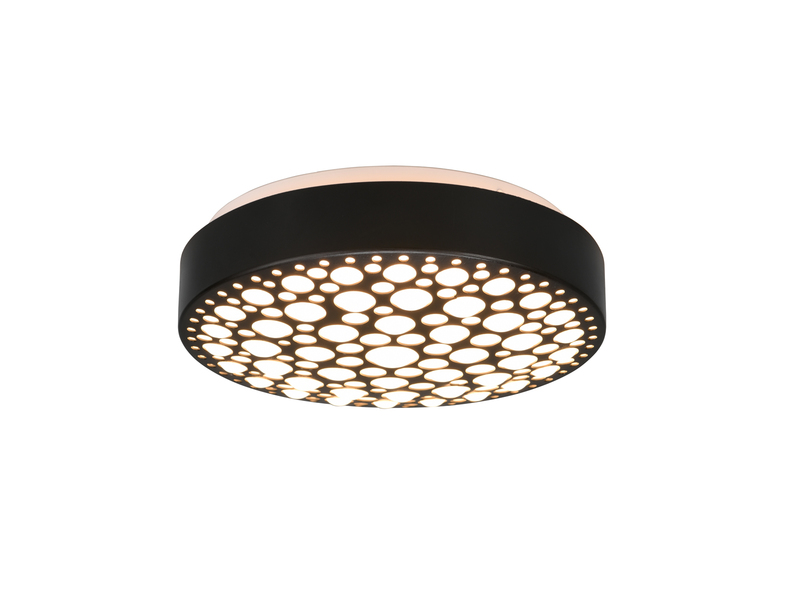 Kleine LED Deckenleuchte CHIZU Schwarz rund Warmweiß, Ø 28cm