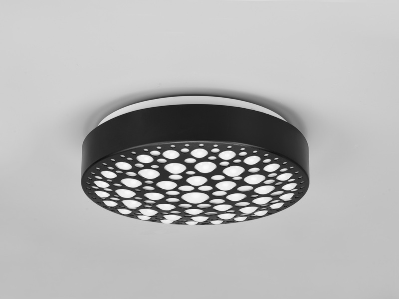 Kleine LED Deckenleuchte CHIZU Schwarz rund Warmweiß, Ø 28cm
