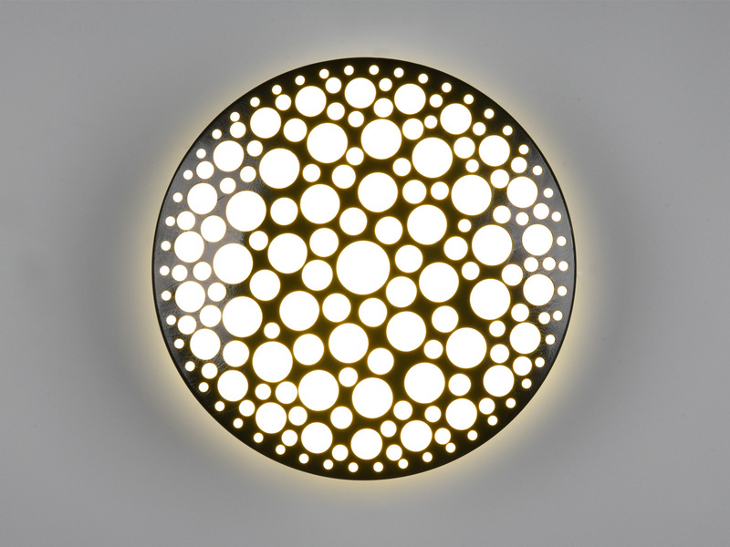Kleine LED Deckenleuchte CHIZU Schwarz rund Warmweiß, Ø 28cm
