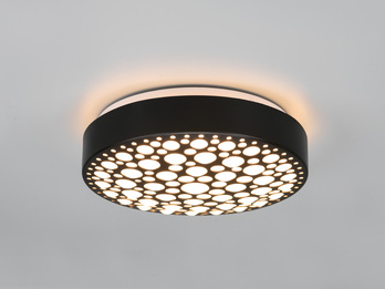 Kleine LED Deckenleuchte CHIZU Schwarz rund Warmweiß, Ø 28cm