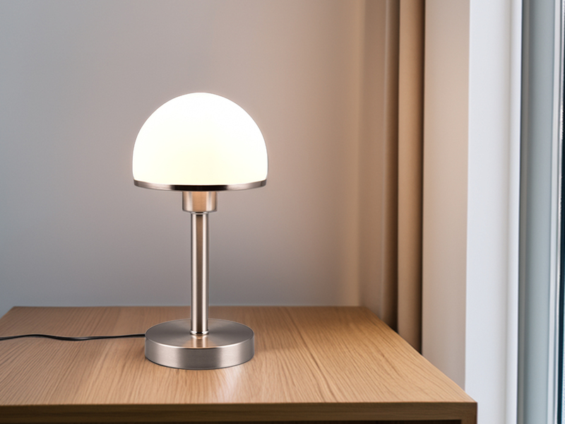 LED Tischleuchte Silber Glasschirm Weiß - Touch dimmbar, Höhe 39cm