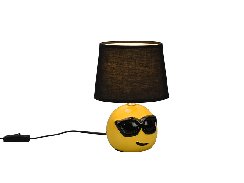 Kleine Tischleuchte COOLIO Keramik mit Stoffschirm Schwarz Höhe 26cm