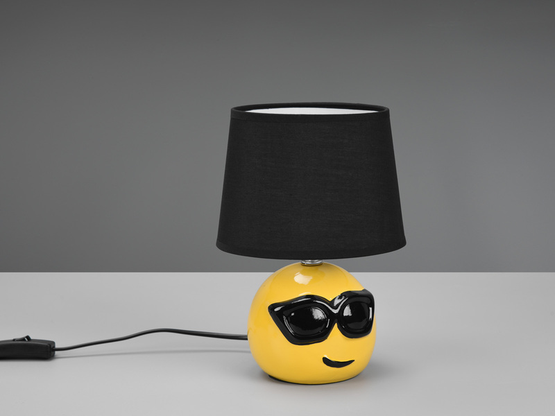 Kleine Tischleuchte COOLIO Keramik mit Stoffschirm Schwarz Höhe 26cm
