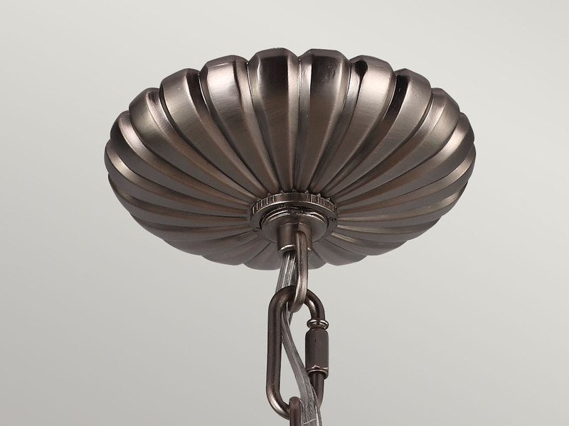 Große LED Jugendstil Pendelleuchte aus massivem Stahl in Silber Antik, Ø49,8cm