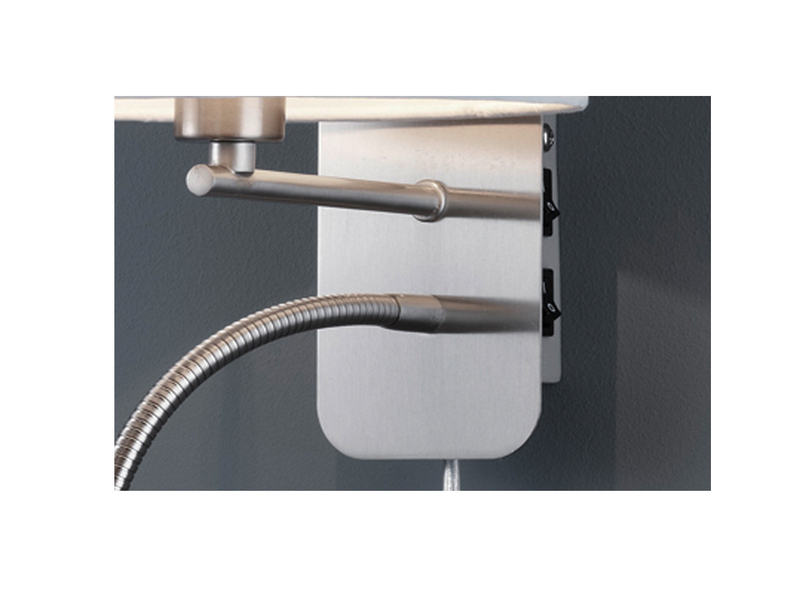 Wandlampe HOTEL mit Leselampe, Schalter & Stecker, Stoffschirm Weiß, Höhe 23,5cm