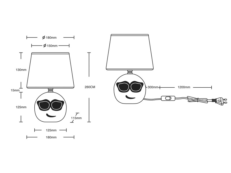 Kleine LED Tischleuchte Keramik mit Stoffschirm Schwarz Höhe 26cm