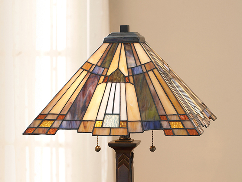 Große Tiffany Tischlampe INGLENOOK E27 Lampenschirm Bunt, Höhe 63,5cm