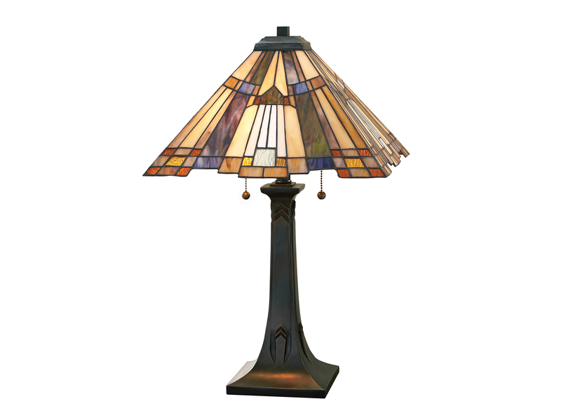Große Tiffany Tischlampe INGLENOOK E27 Lampenschirm Bunt, Höhe 63,5cm
