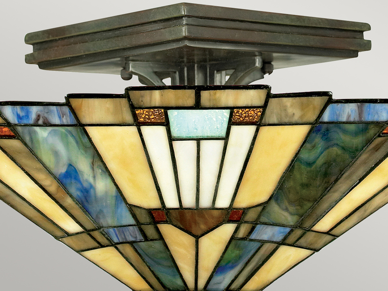 Tiffany Deckenleuchte INGLENOOK Bunt, mit E27 Fassung Ø 36cm