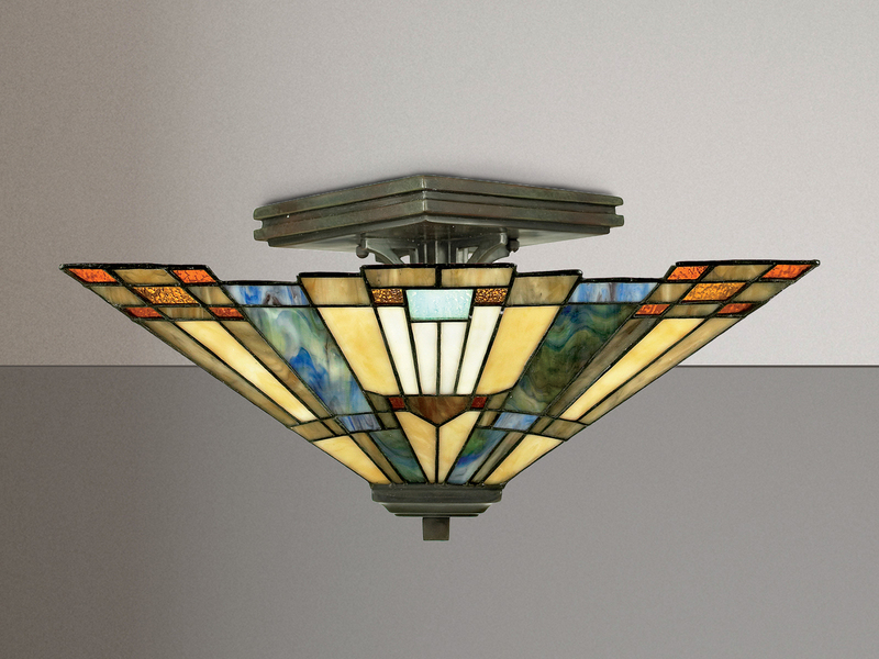 Tiffany Deckenleuchte INGLENOOK Bunt, mit E27 Fassung Ø 36cm