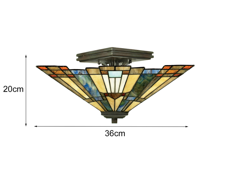 Tiffany Deckenleuchte INGLENOOK Bunt, mit E27 Fassung Ø 36cm