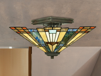 Tiffany Deckenleuchte INGLENOOK Bunt, mit E27 Fassung Ø 36cm