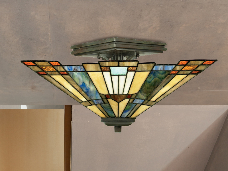 Tiffany Deckenleuchte INGLENOOK Bunt, mit E27 Fassung Ø 36cm