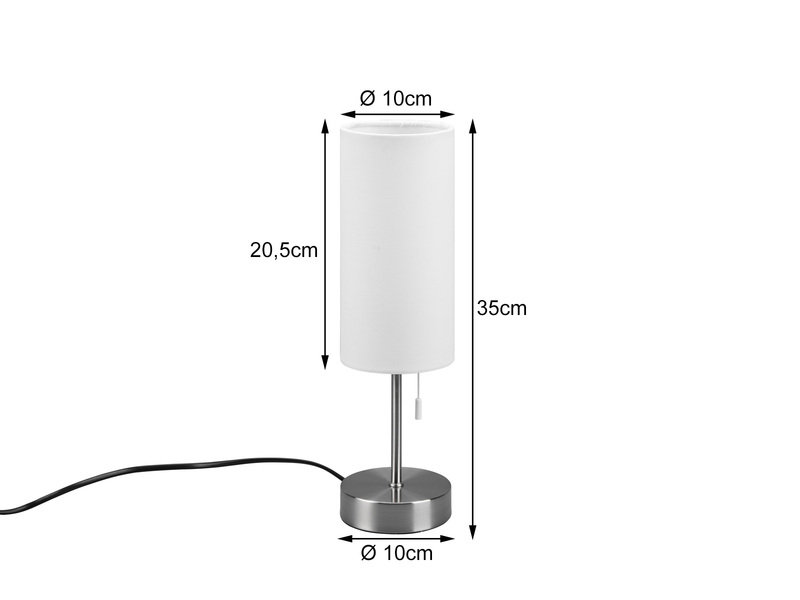 Tischleuchte JARO Silber & Stoffschirm Weiß mit USB-Ladestationen Höhe 35cm