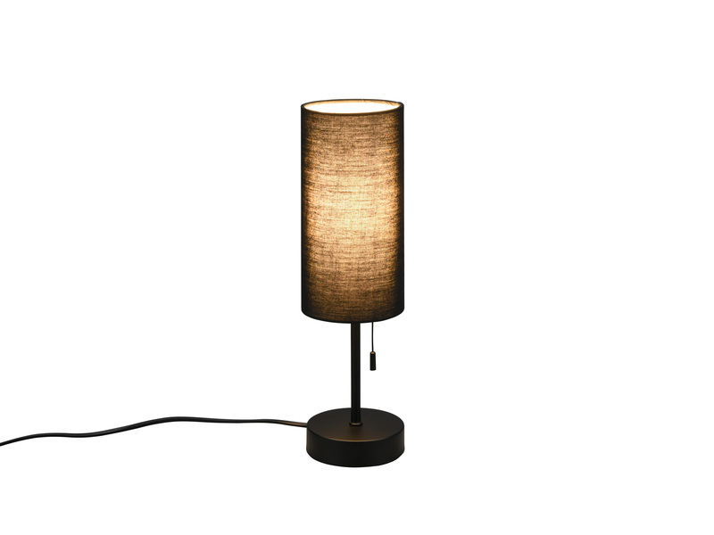 LED Tischleuchte Metall & Stoffschirm Schwarz USB-Ladestationen Höhe 35cm