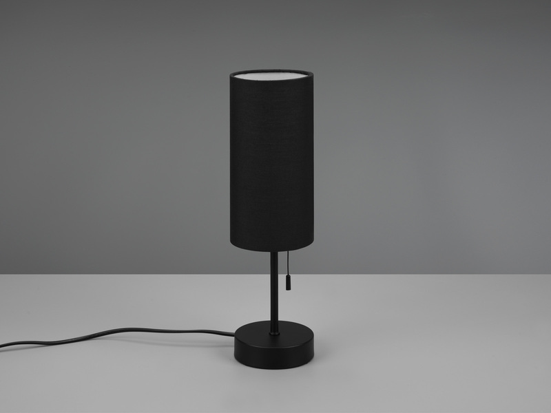 LED Tischleuchte Metall & Stoffschirm Schwarz USB-Ladestationen Höhe 35cm