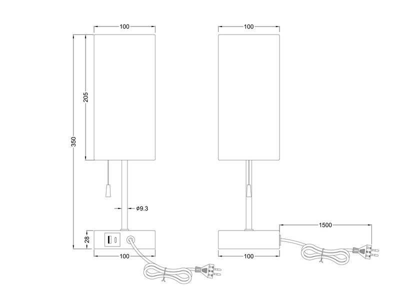 Tischleuchte OLE Silber & Stoffschirm Weiß mit USB-Ladestationen Höhe 35cm