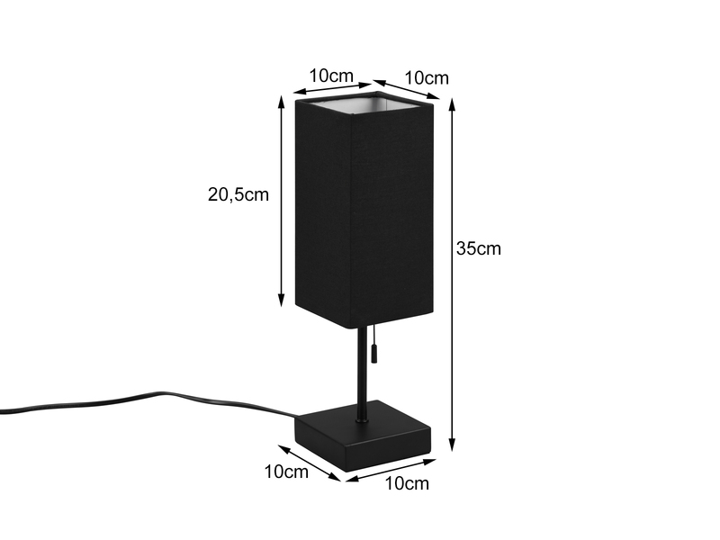 Tischleuchte OLE Metall & Stoffschirm Schwarz USB-Ladestationen Höhe 35cm