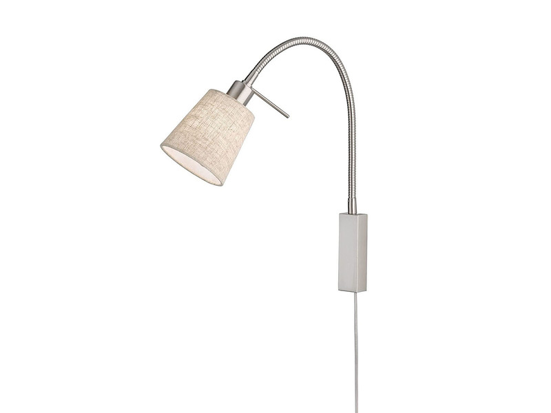 LED Wandleuchte & Bettleuchte Leinen Beige mit Schwanenhals, Breite 11cm