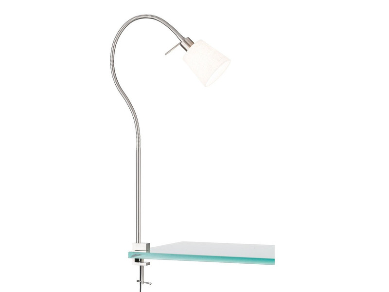 LED Klemmlampe Schwanenhals & Leinen Lampenschirm Weiß, Breite 11cm