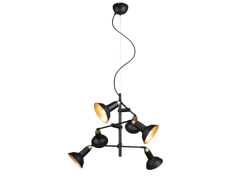 LED Pendelleuchte 6 flammig Metall Schirme Schwarz / Gold Ø 60cm