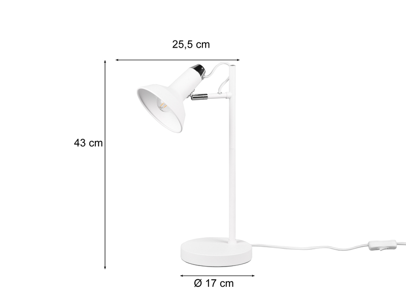 LED Tischlampe Metall in Weiß matt schwenkbar - Höhe 43cm