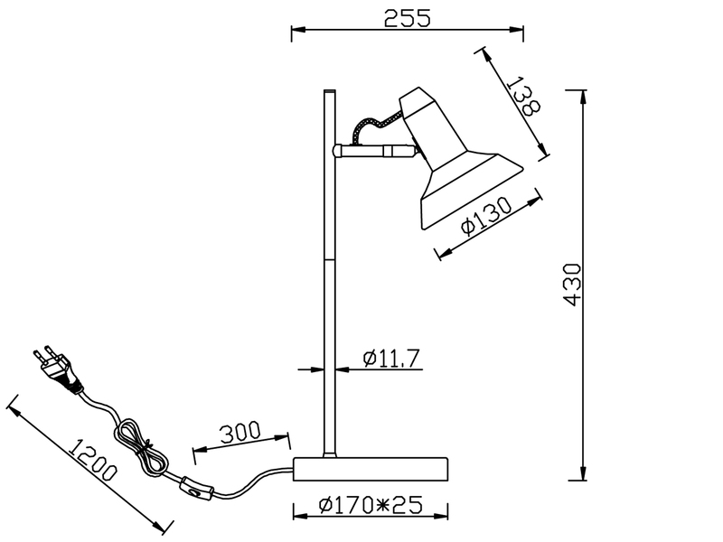 LED Tischlampe Metall in Weiß matt schwenkbar - Höhe 43cm