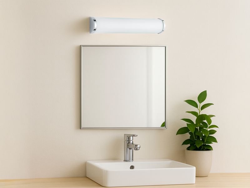Spiegelleuchte Badezimmer - Opal Glas mit Chrom, 3 x E14, Länge 40cm