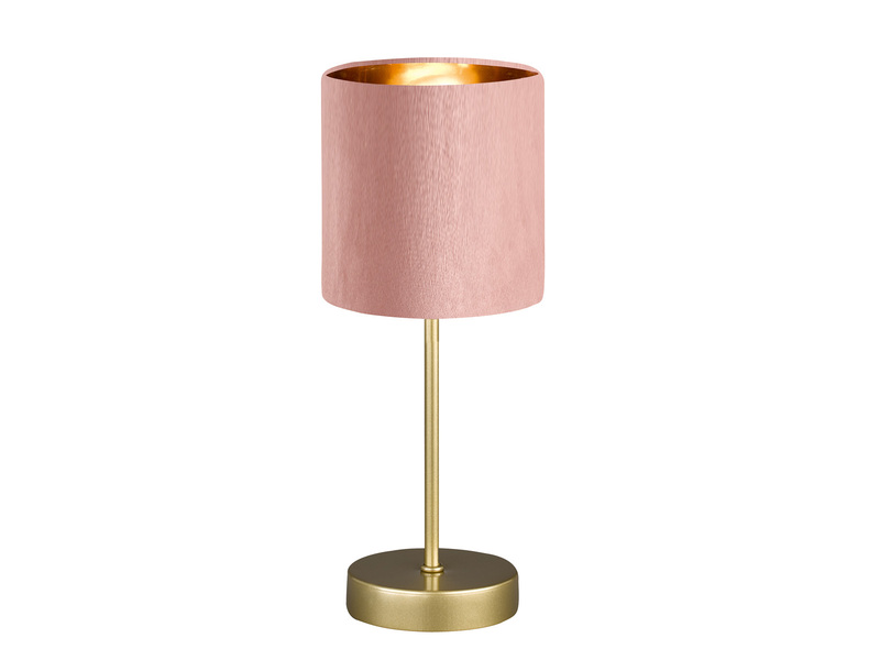 Tischlampe AURA mit Lampenschirm Samt Rosa - innen Gold Ø 13cm