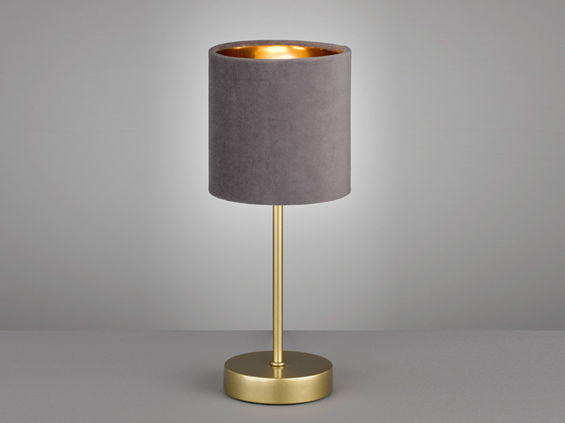 Tischlampe AURA mit Lampenschirm Samt Grau - innen Gold Ø 13cm