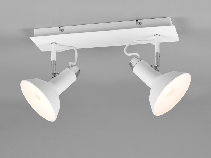 LED Deckenstrahler Retro 2-flammig Metall Weiß, Breite 40cm