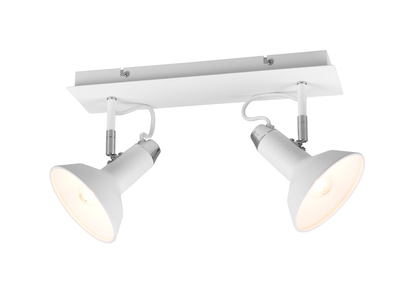 LED Deckenstrahler Retro 2-flammig Metall Weiß, Breite 40cm
