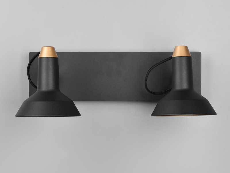 LED Deckenstrahler Retro 2-flammig Metall Schwarz / Gold, Breite 40cm