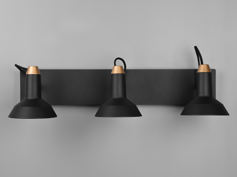 LED Deckenstrahler Retro 3-flammig Metall Schwarz / Gold, Breite 60cm