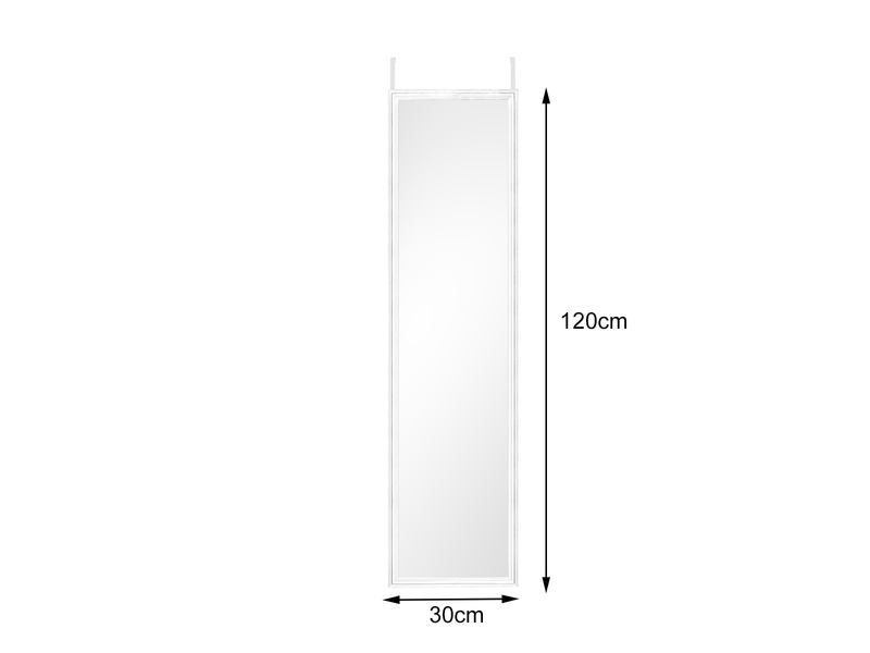 Türhängespiegel RIA rechteckig mit Haken, Rahmen in Weiß 30x120cm